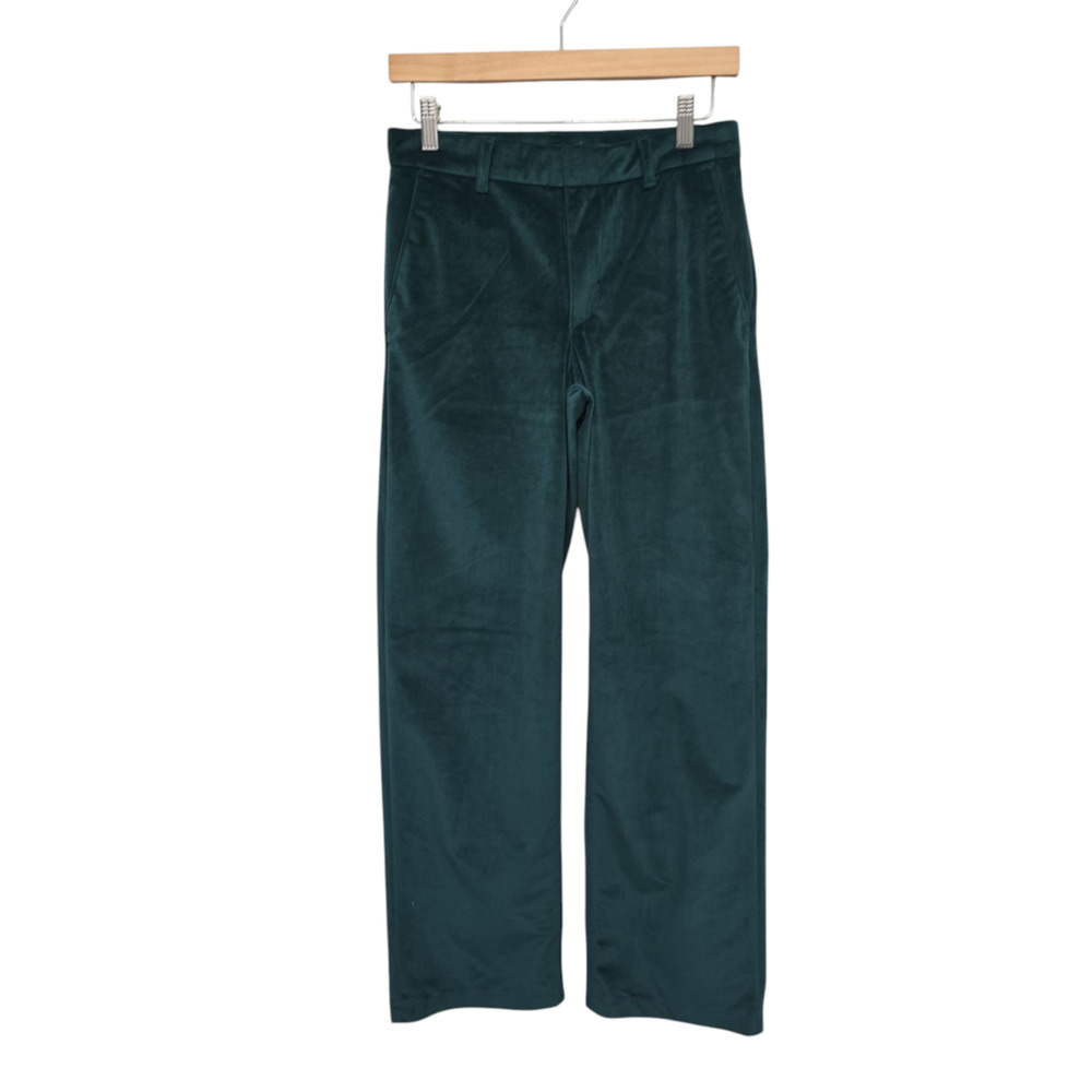Levi's Woman's Baggy Trousers Green Velvet Velour Pants Size 24 Mid Rise‎
